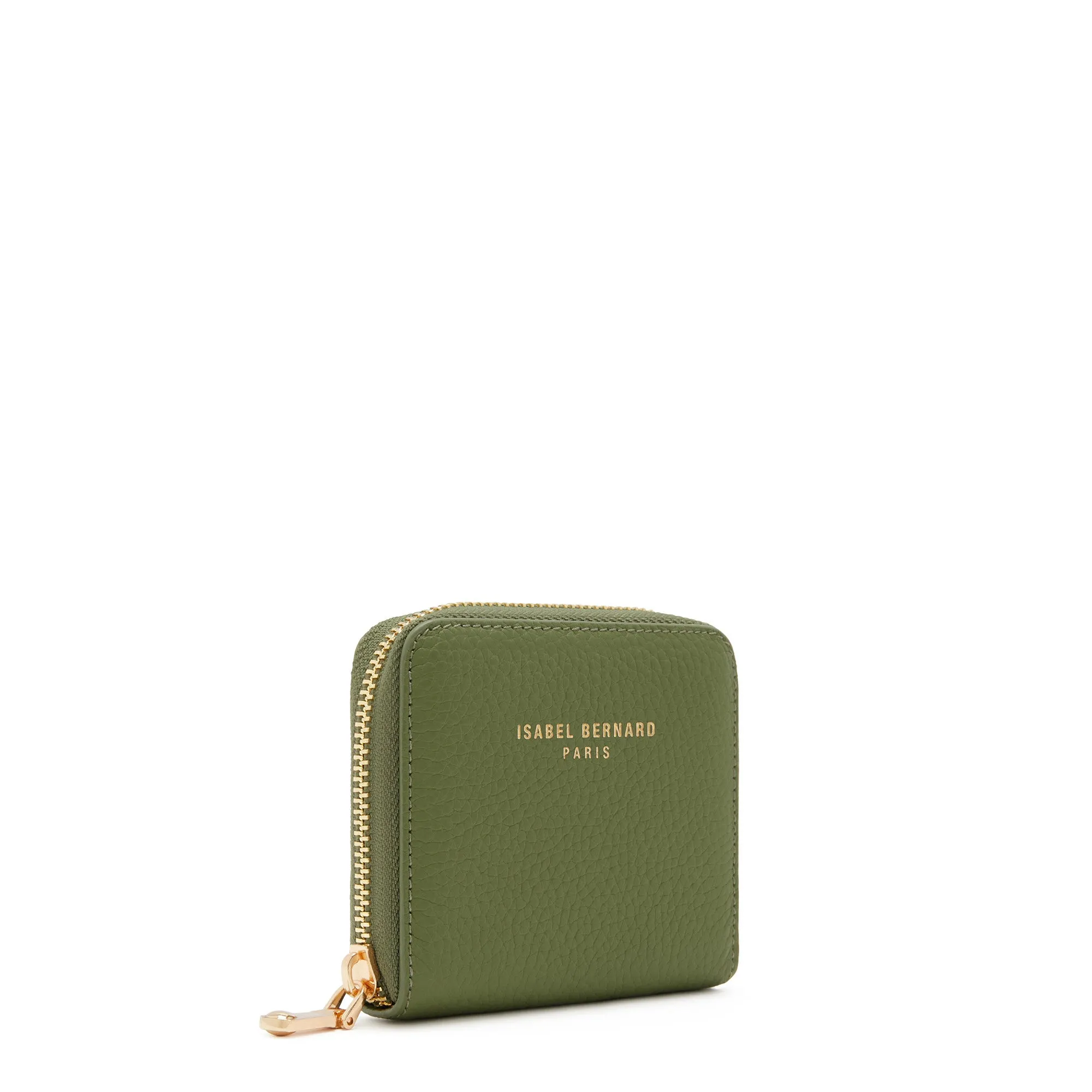 Honoré Jules green calfskin leather zipper wallet