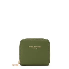 Honoré Jules green calfskin leather zipper wallet