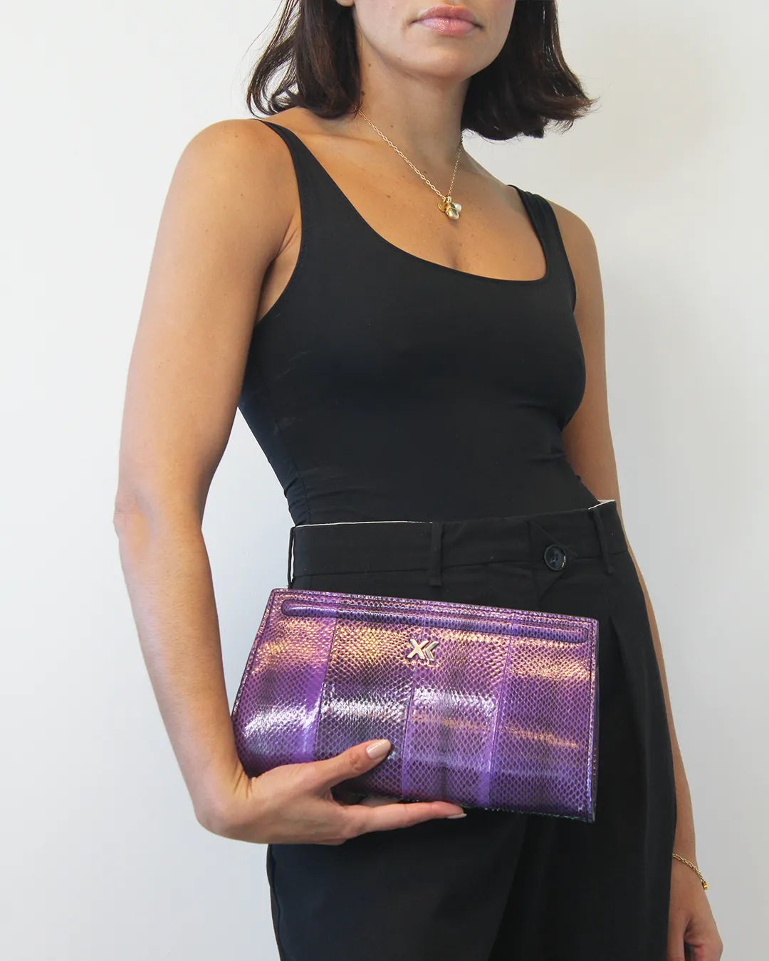 Ivy Clutch in Purple and Green Water Snake