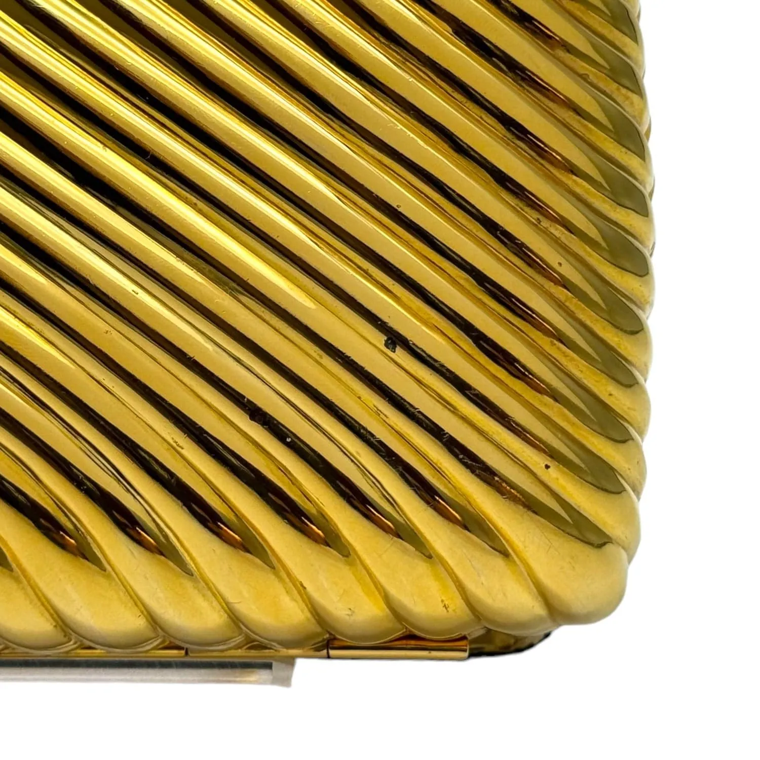 JUDITH LEIBER Vintage Ribbed Metal Clutch Evening Bag - Gold