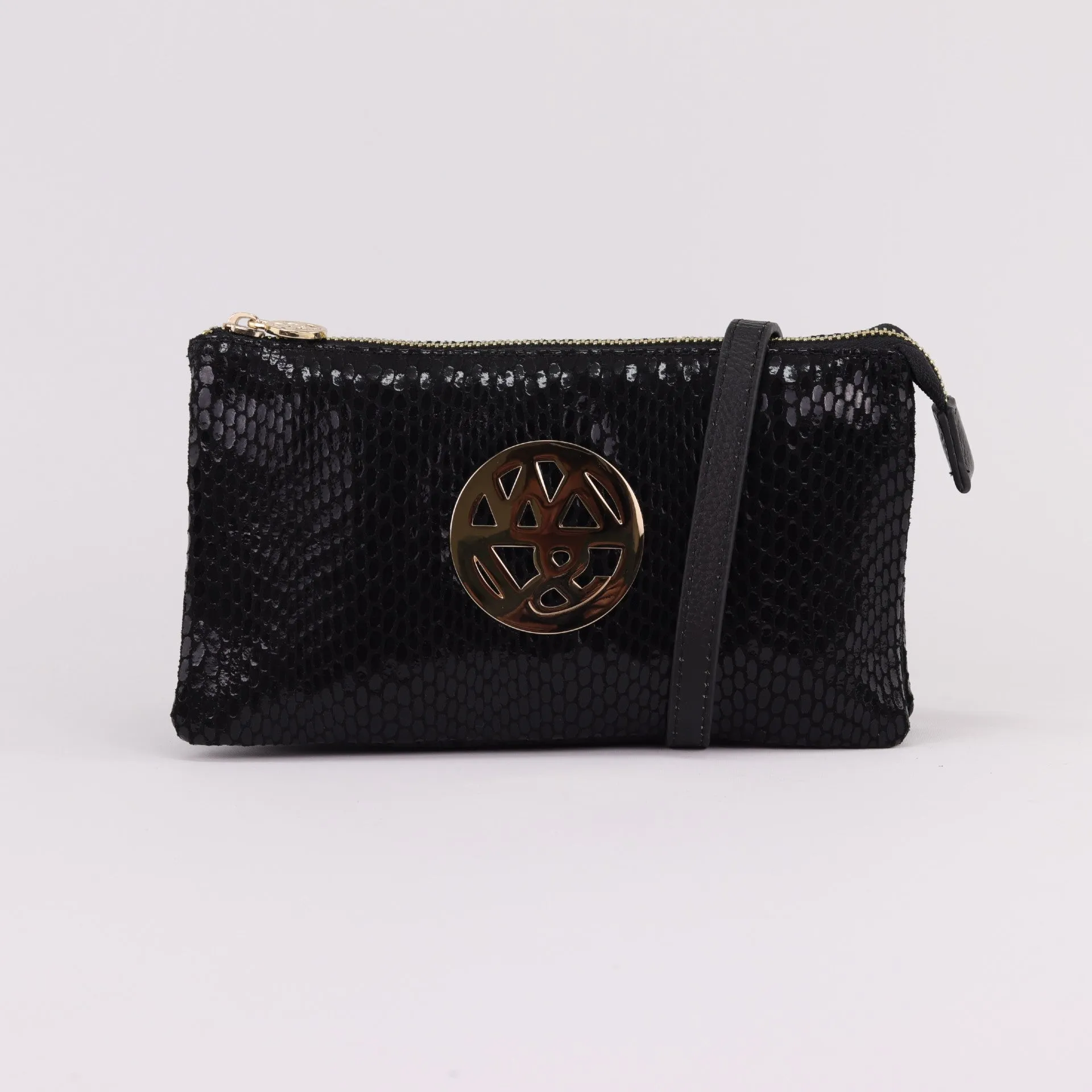 Katie leather or suede clutch crossbody