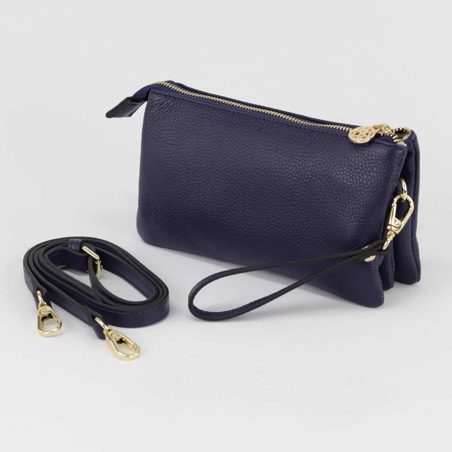 Katie leather or suede clutch crossbody