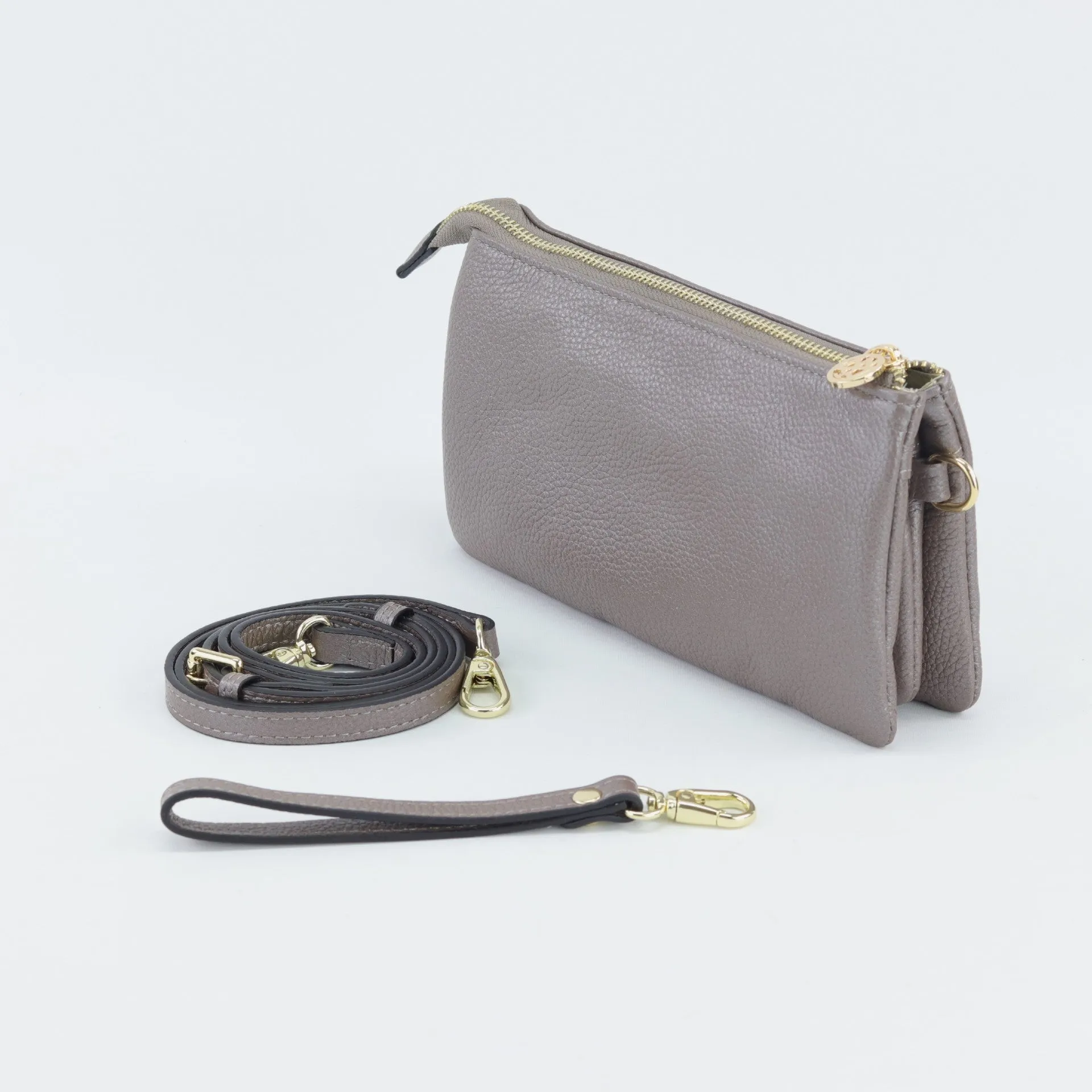 Katie leather or suede clutch crossbody