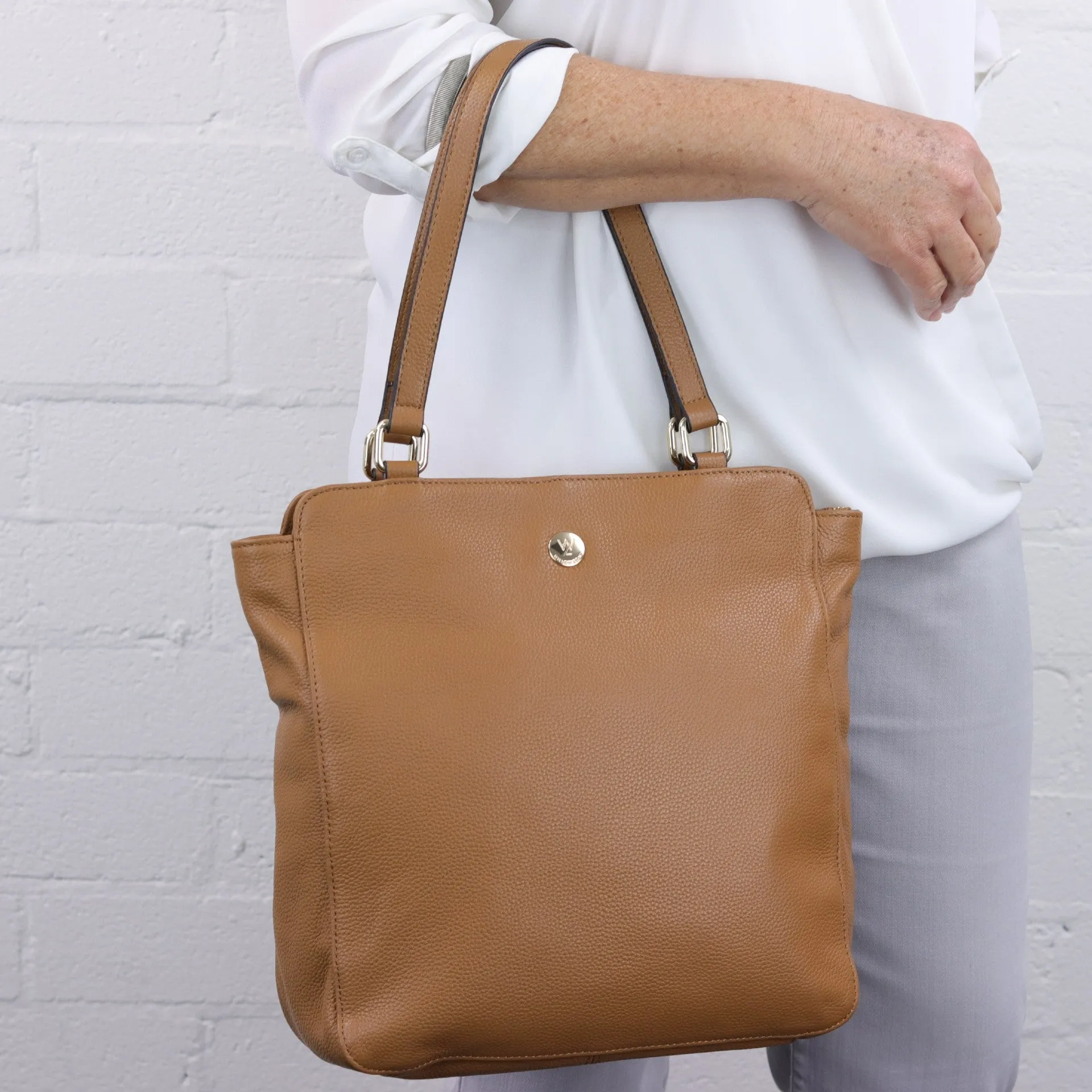 Katrina caramel leather tote DISCONTINUED STYLE