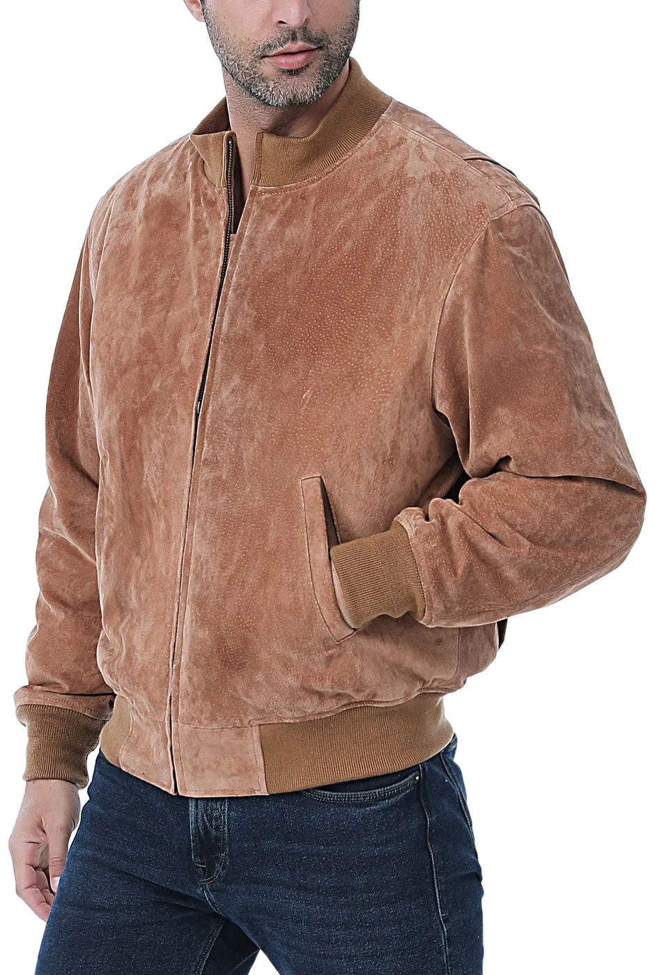 Landing Leathers Men WWII Suede Leather Tanker Jacket