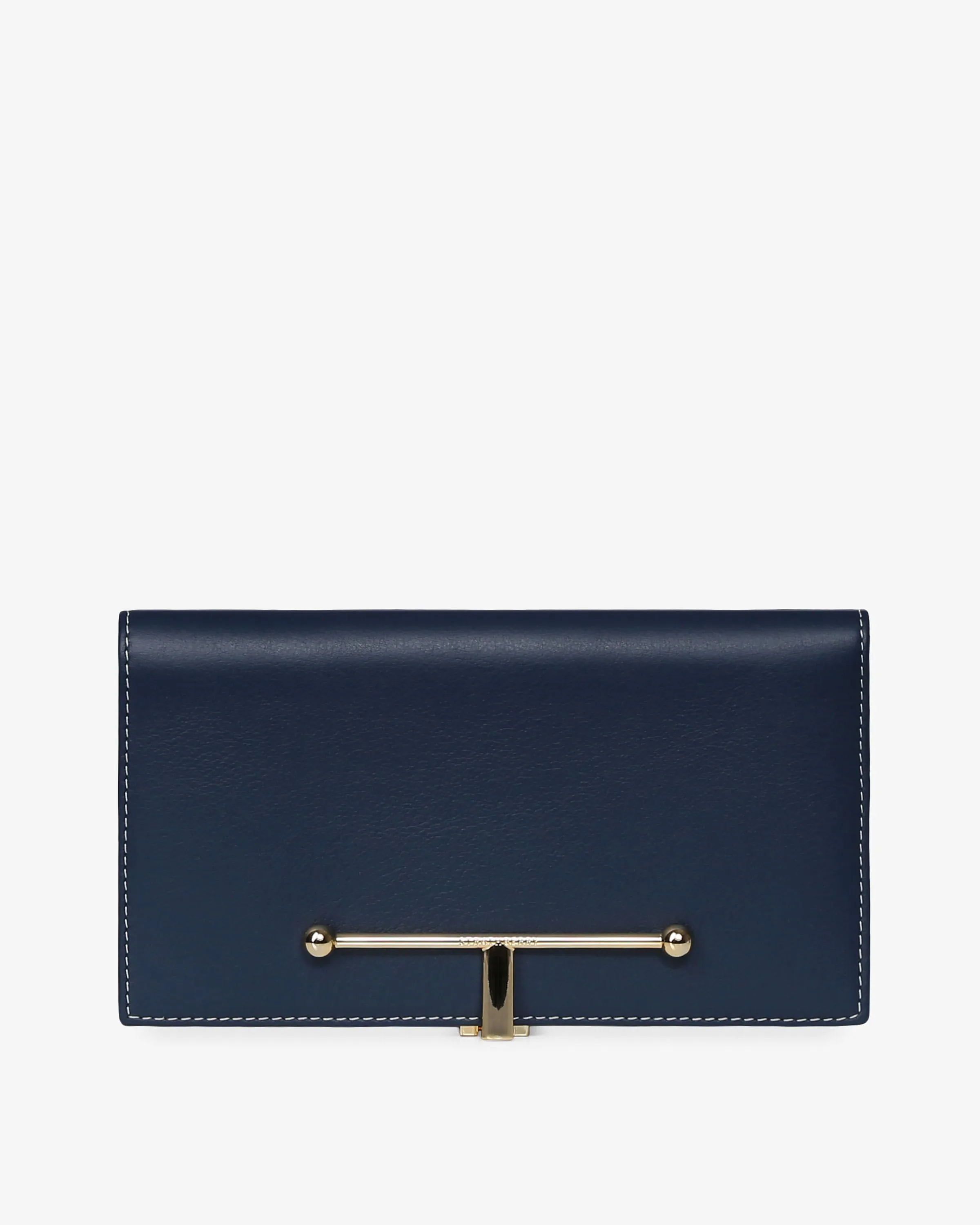 Large Melville Street Wallet - Navy with Vanilla Stitch