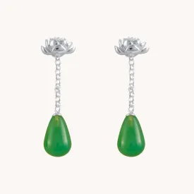 Lotus Stud With Detachable Drop Emrald Earrings