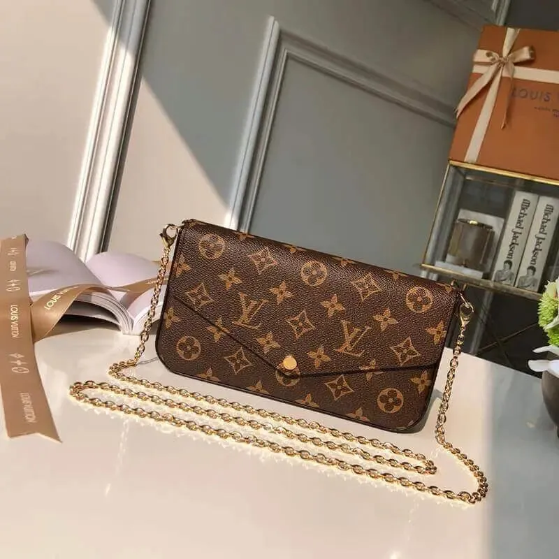 Louis Vuitton (Box Packing) 1969 Monogram Canvas Pochette Felicie Wallets Handbag Clutch Article:M61276