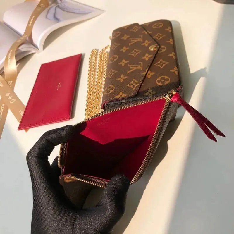 Louis Vuitton (Box Packing) 1969 Monogram Canvas Pochette Felicie Wallets Handbag Clutch Article:M61276