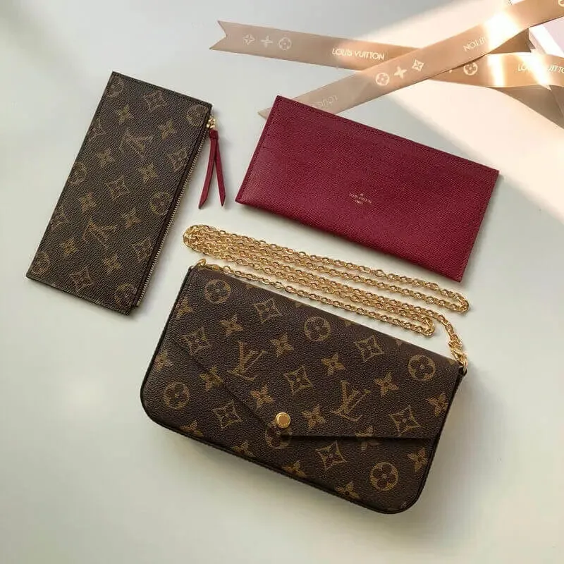 Louis Vuitton (Box Packing) 1969 Monogram Canvas Pochette Felicie Wallets Handbag Clutch Article:M61276