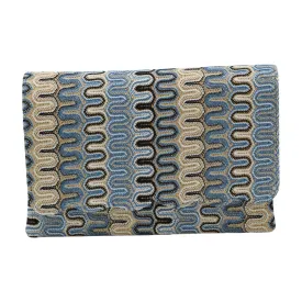 Marian Blue Print Leather Clutch  Bag