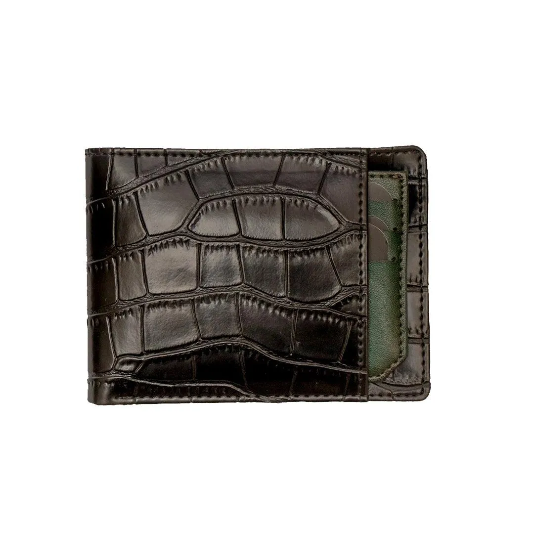 MERCI | CROCO BLACK WALLET   CARD HOLDER