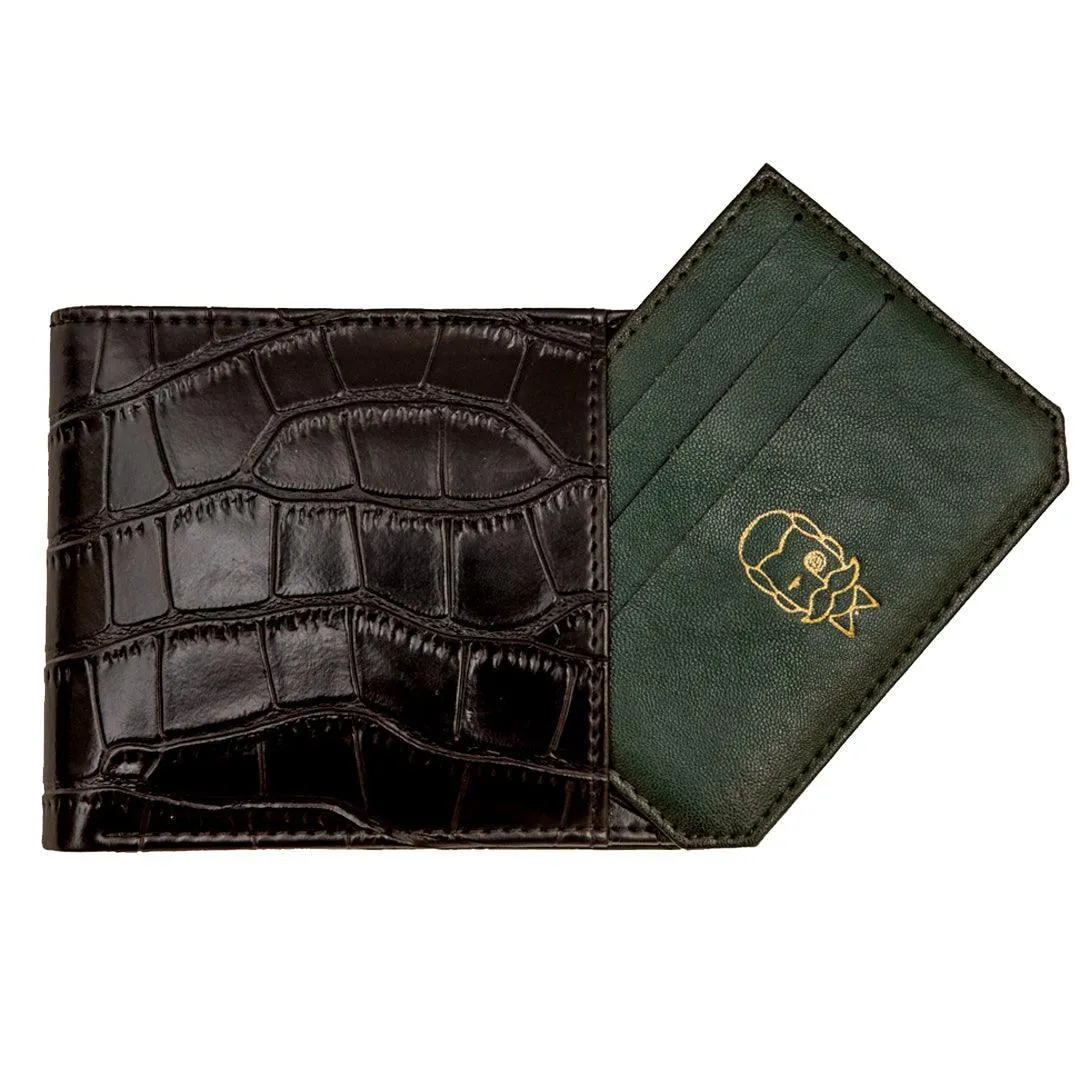 MERCI | CROCO BLACK WALLET   CARD HOLDER