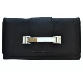 Metallic Flap Soft Bend Leather Wallet - Black Color