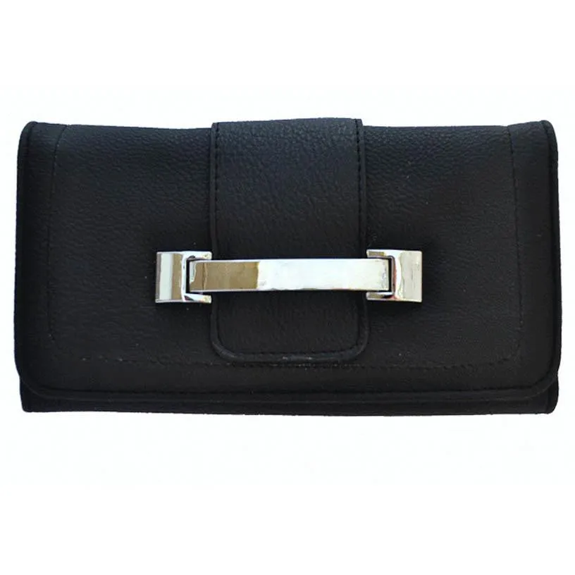 Metallic Flap Soft Bend Leather Wallet - Black Color