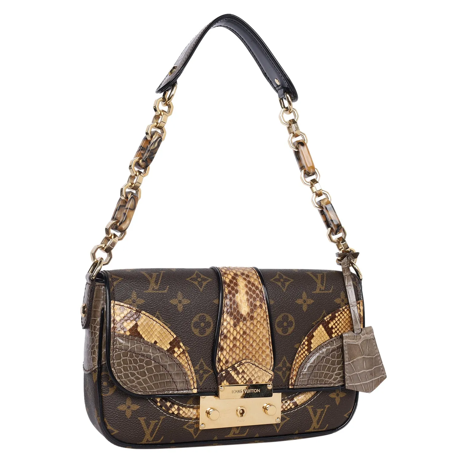 Monogramissime Alligator & Python Shoulder Bag (Authentic Pre-Owned)