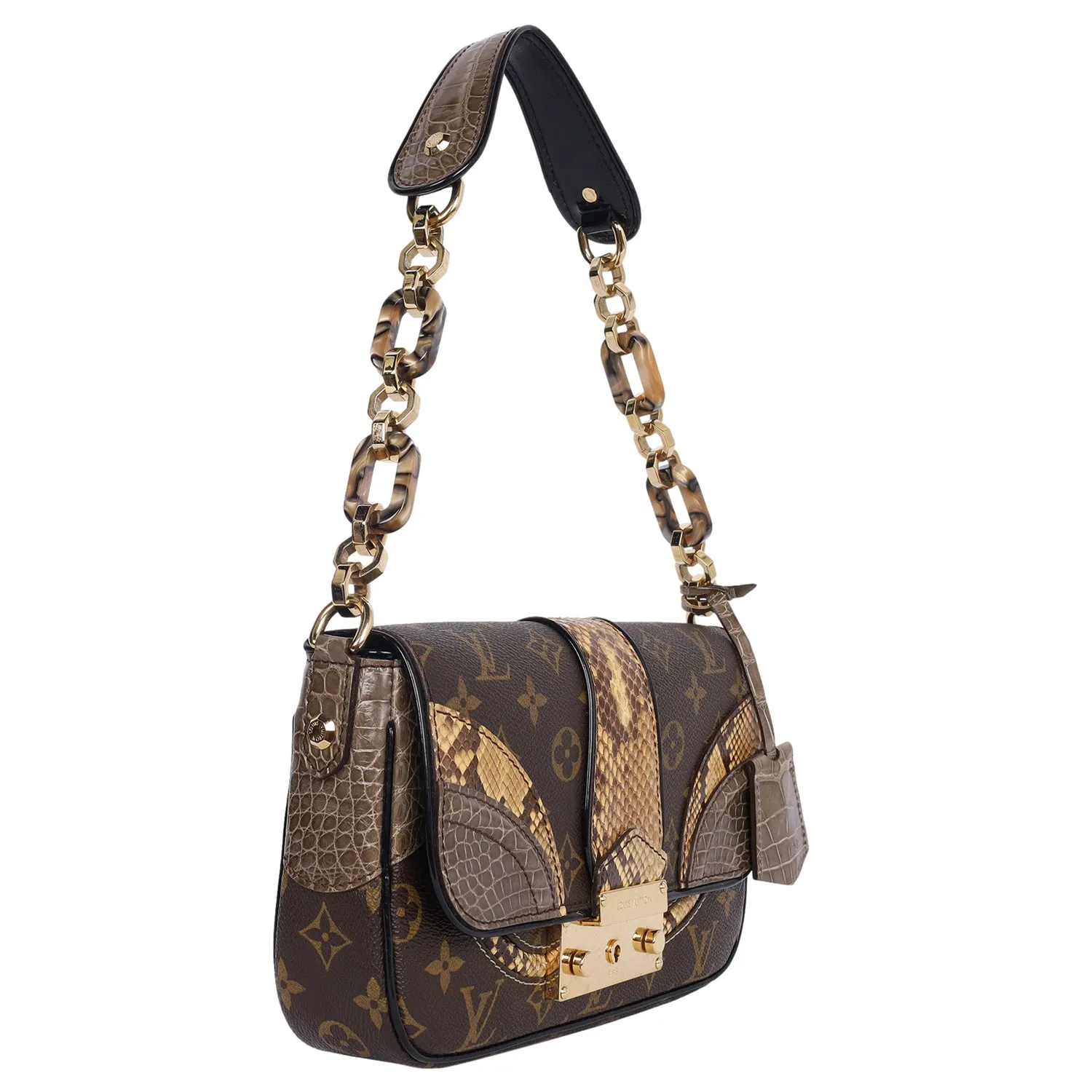 Monogramissime Alligator & Python Shoulder Bag (Authentic Pre-Owned)