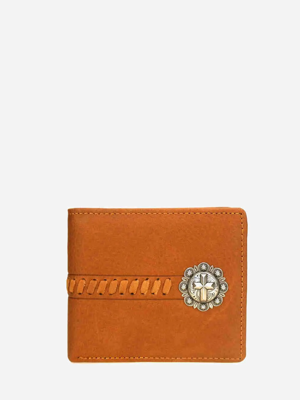 Montana West Genuine Leather Spiritual Concho Men's Wallet