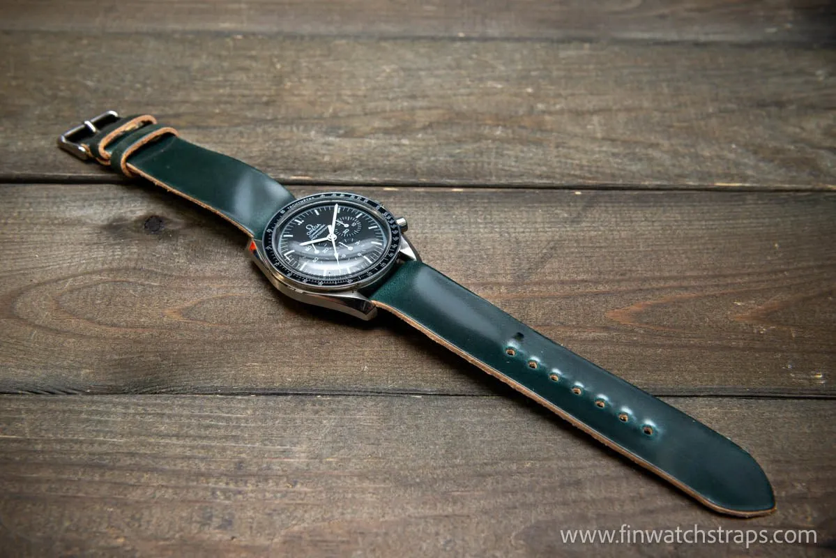 One piece Shell Cordovan watch strap. Handmade in Finland, 10-26 mm.