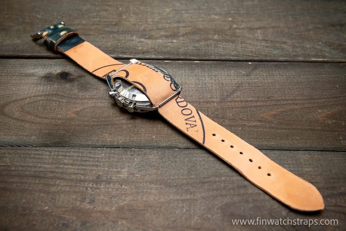 One piece Shell Cordovan watch strap. Handmade in Finland, 10-26 mm.