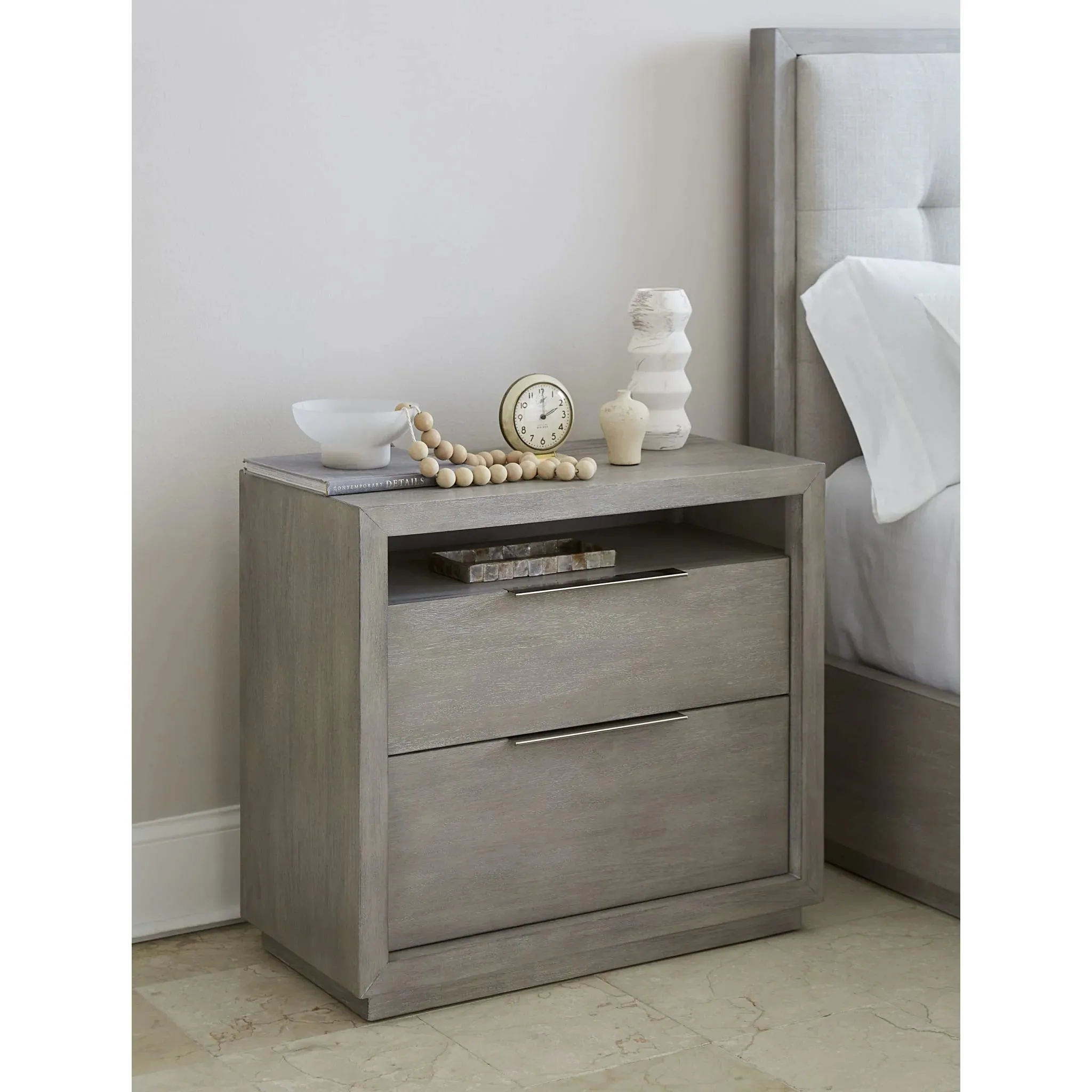 Oyster Bay Fog 2-Drawer 32" Nightstand