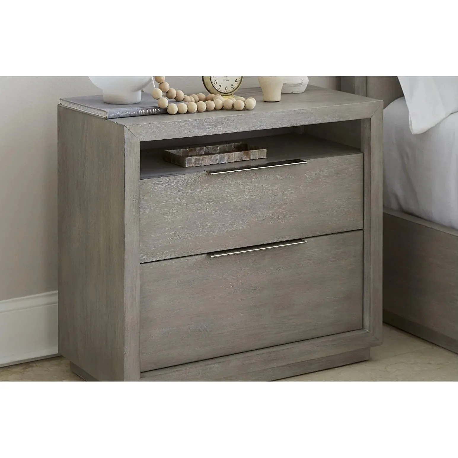 Oyster Bay Fog 2-Drawer 32" Nightstand