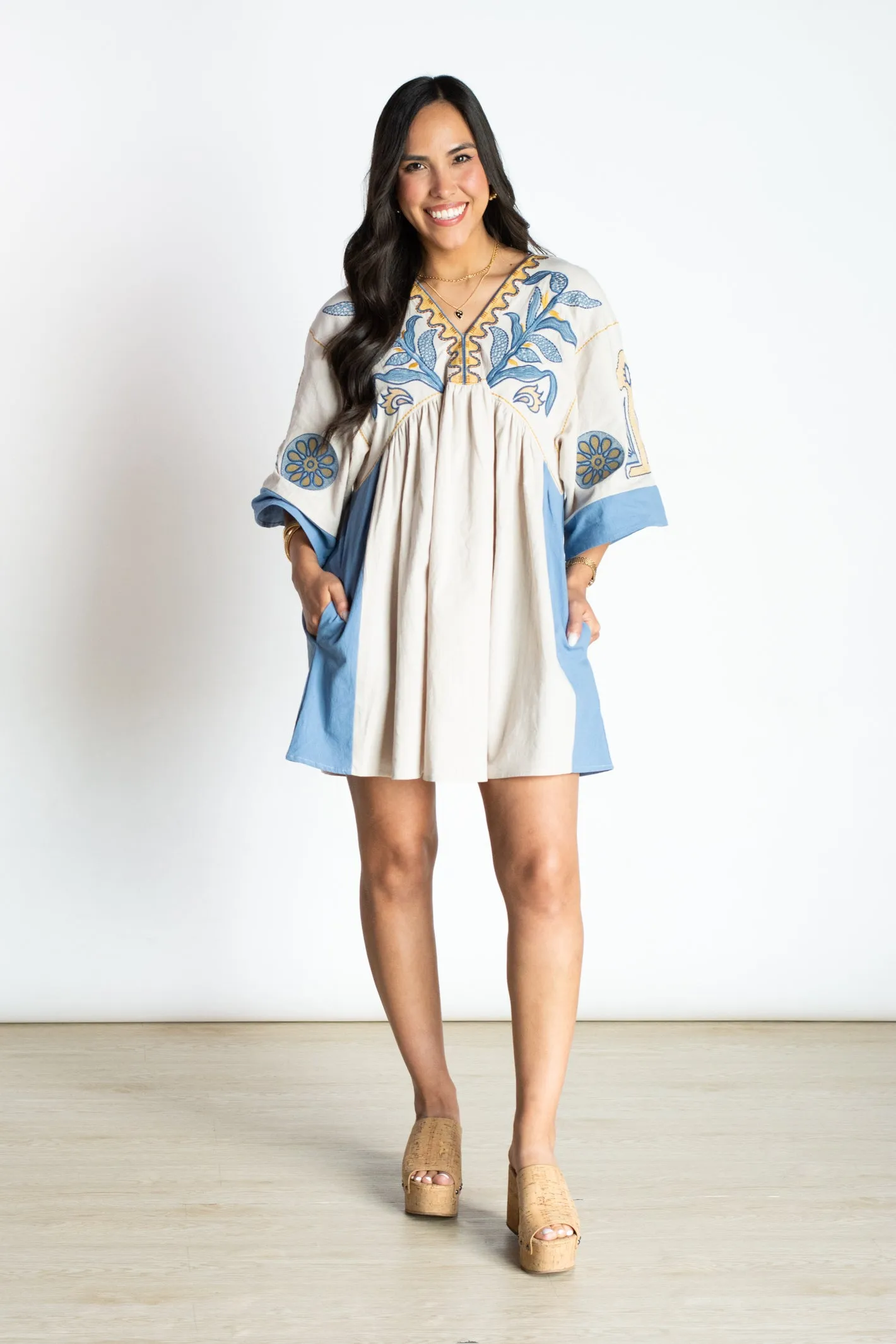 PRE-ORDER: Charming Presence Blue Embroidered Dress