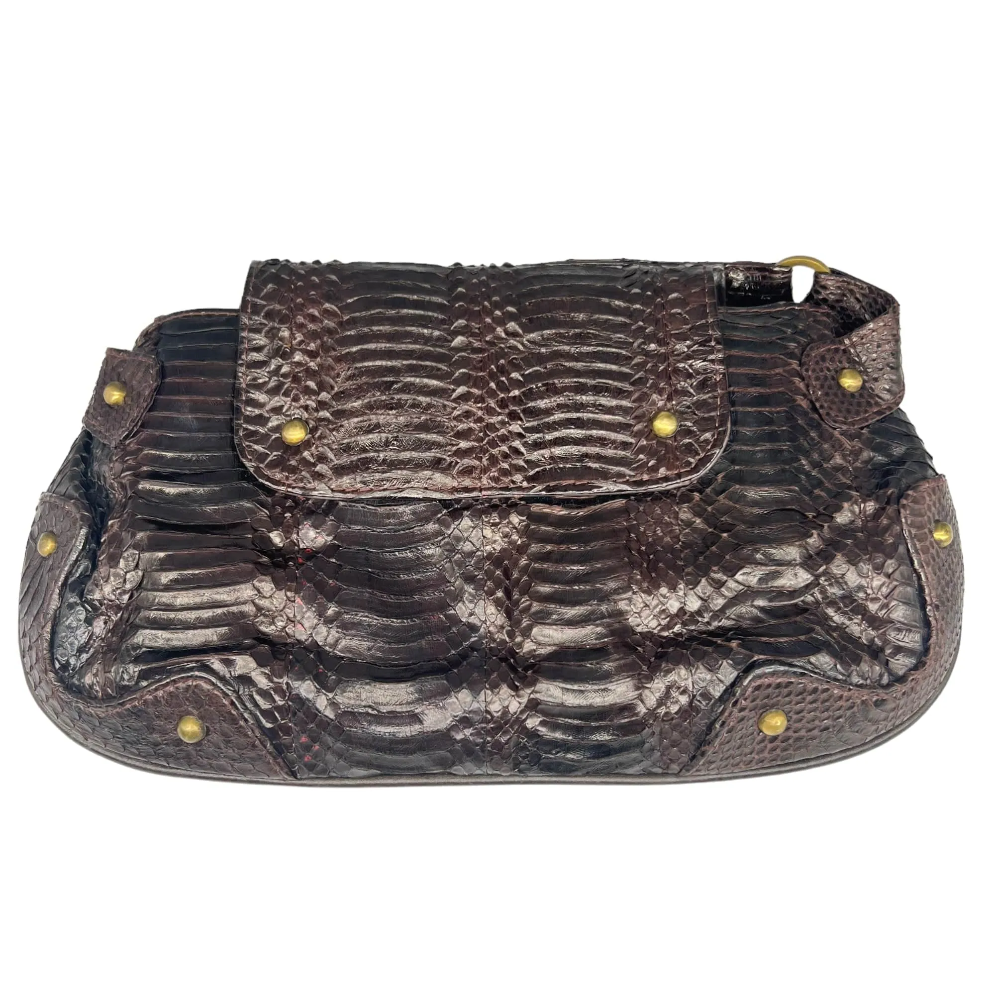 R&Y AUGOUSTI Snakeskin Clutch - Brown