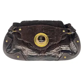 R&Y AUGOUSTI Snakeskin Clutch - Brown