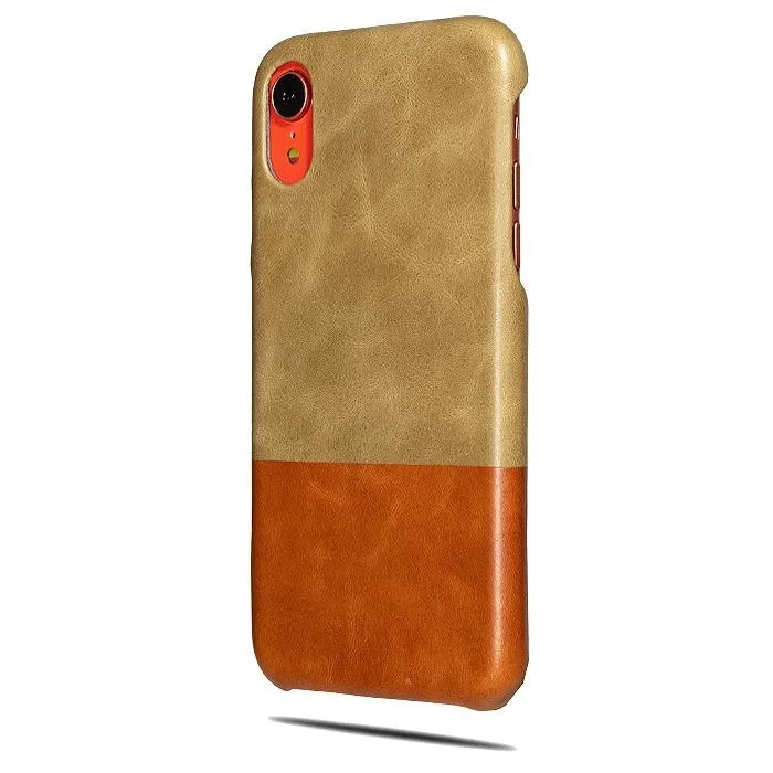 Sage Green & Walnut Brown iPhone XR Leather Case