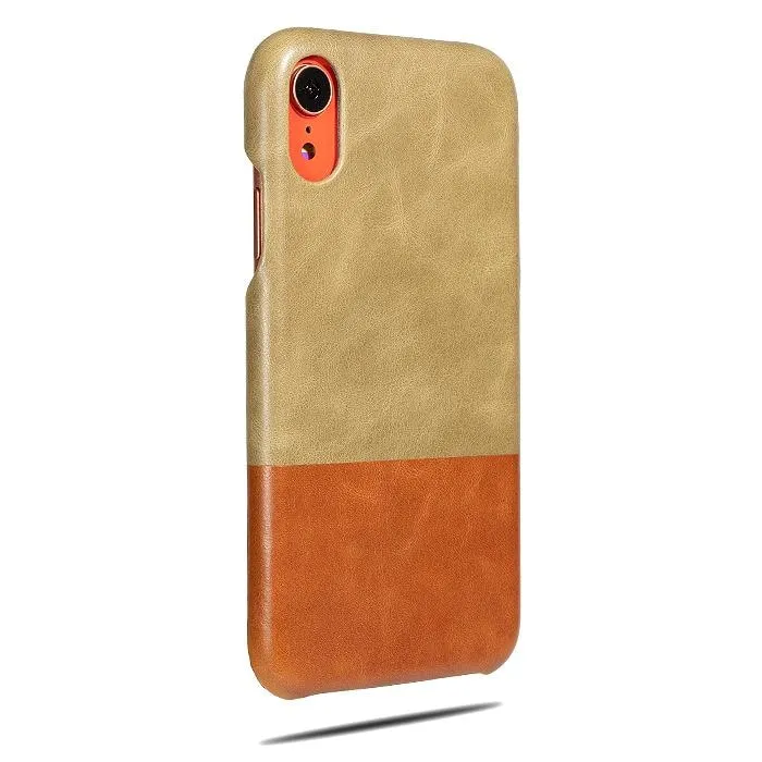 Sage Green & Walnut Brown iPhone XR Leather Case