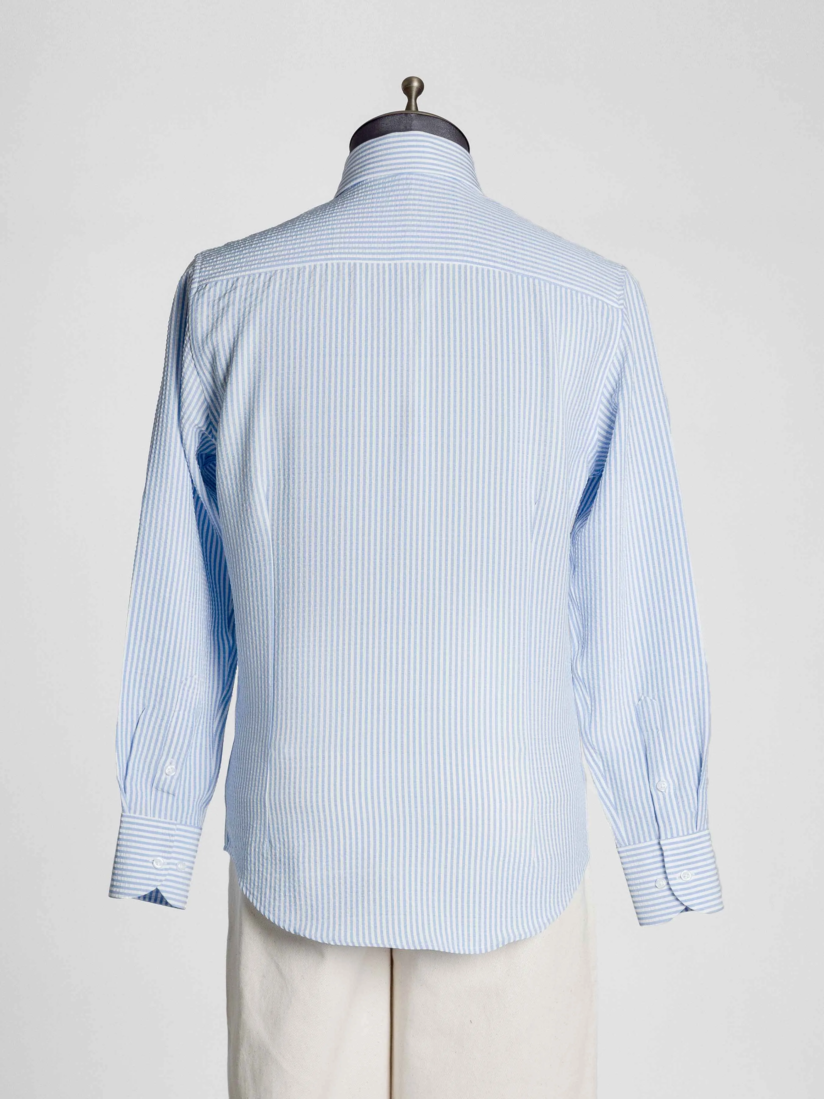 Seersucker Striped Shirt - Light Blue