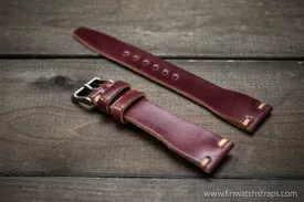 Shell Cordovan watch strap, Leather watch band, Pilot model, Handmade in Finland