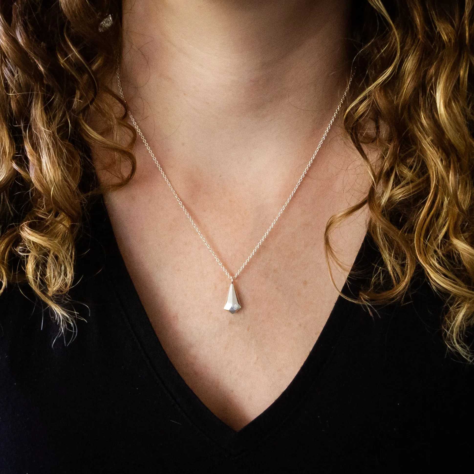 Silver and Diamond Crystal Fragment Necklace