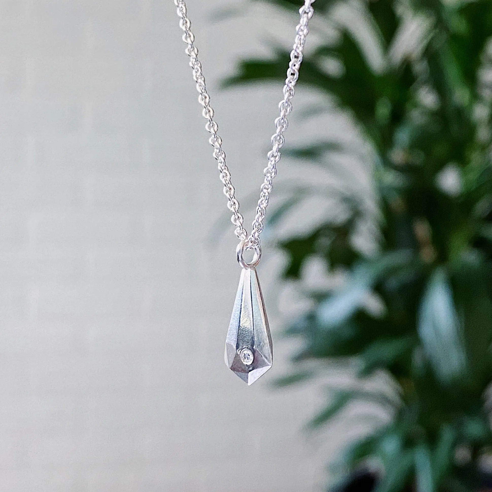 Silver and Diamond Crystal Fragment Necklace