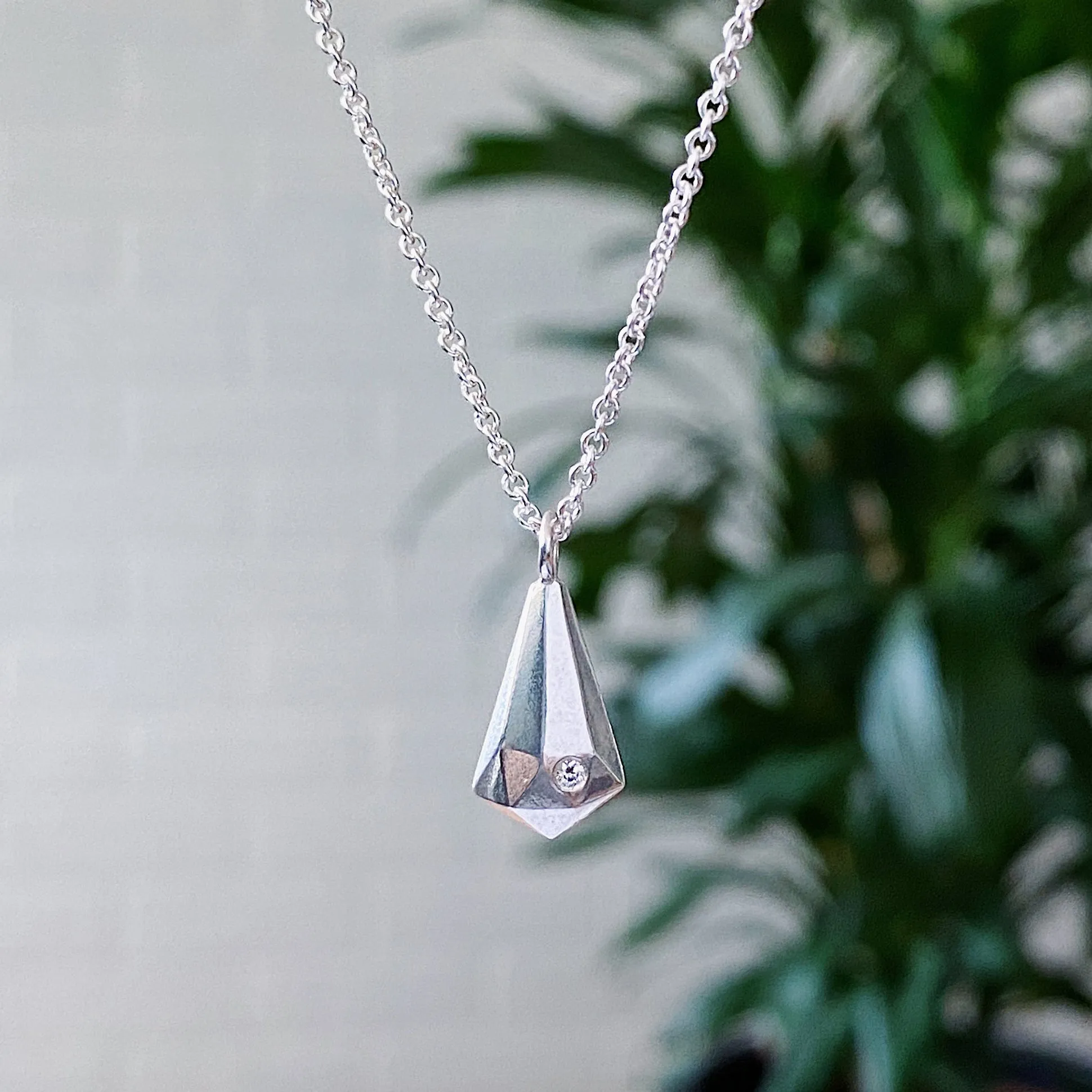 Silver and Diamond Crystal Fragment Necklace