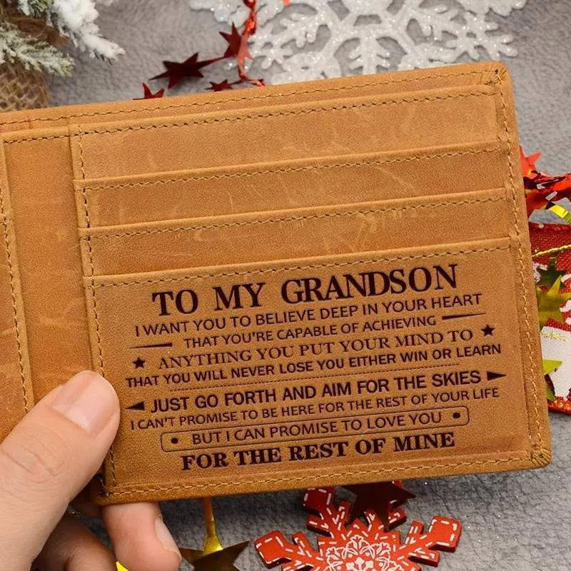 To My GrandSon - Premium Cow Leather Card Wallet