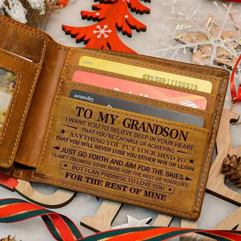 To My GrandSon - Premium Cow Leather Card Wallet