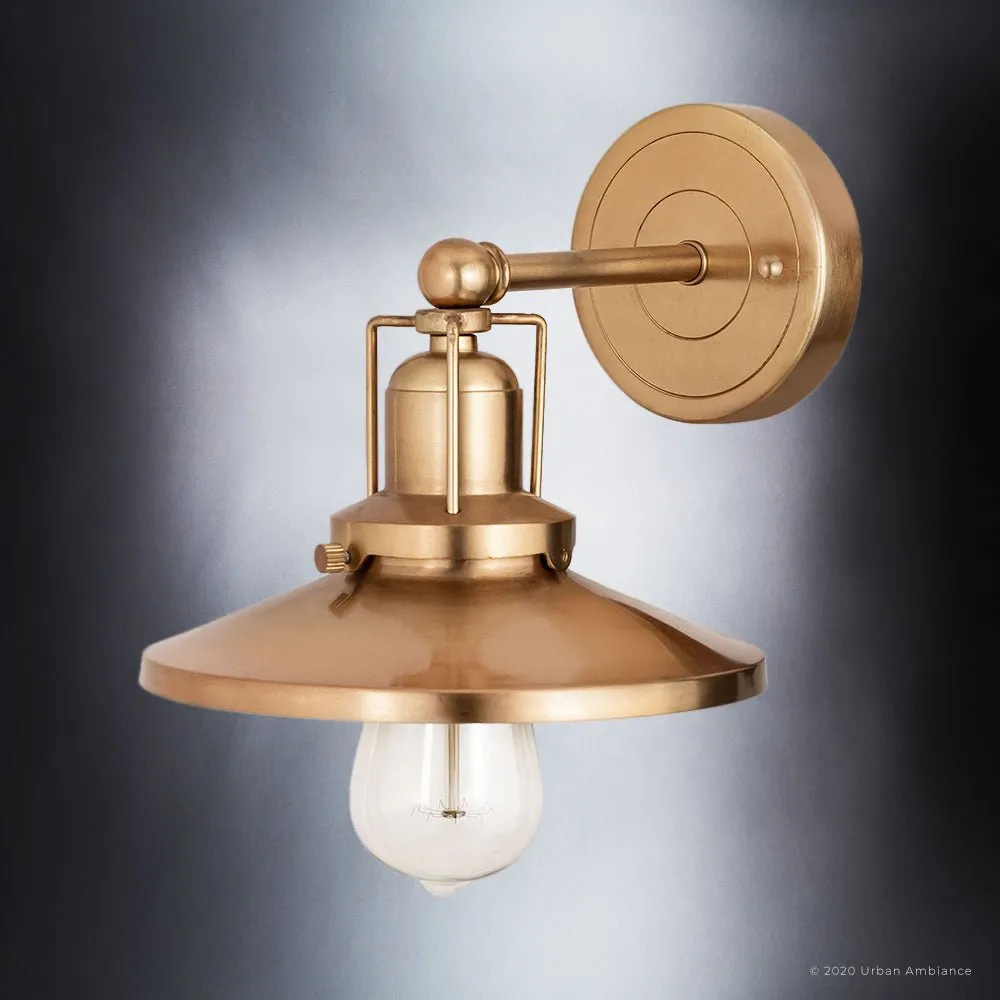 UEX2434 New Traditional Wall Sconce 7''H x 8''W, Satin Brass Finish, Sanford Collection