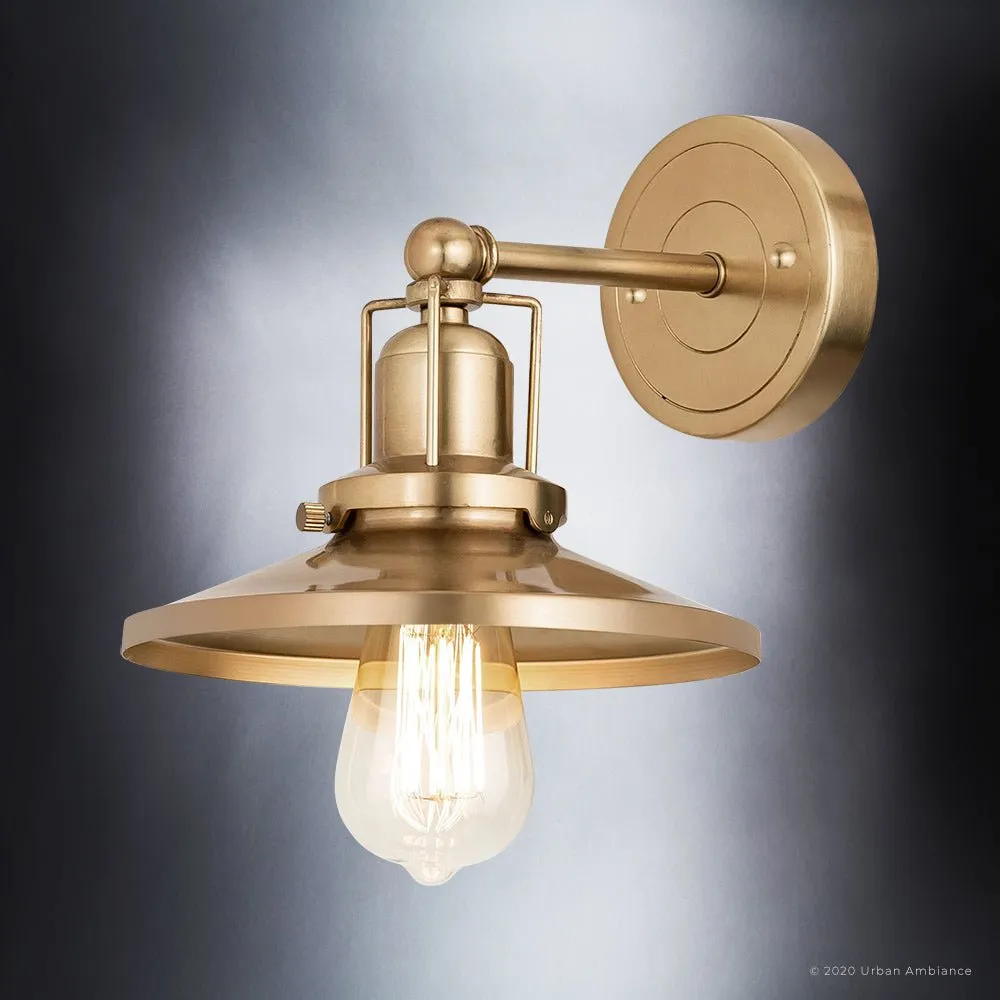 UEX2434 New Traditional Wall Sconce 7''H x 8''W, Satin Brass Finish, Sanford Collection