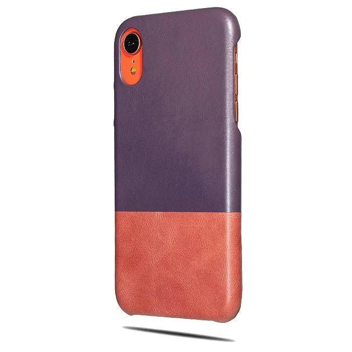 Wine Purple & Rosewood Pink iPhone XR Leather Case