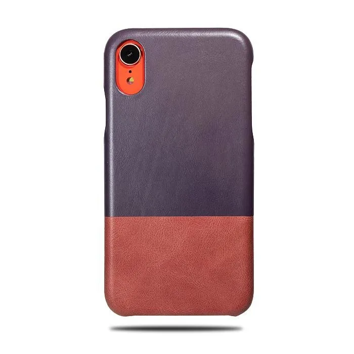 Wine Purple & Rosewood Pink iPhone XR Leather Case