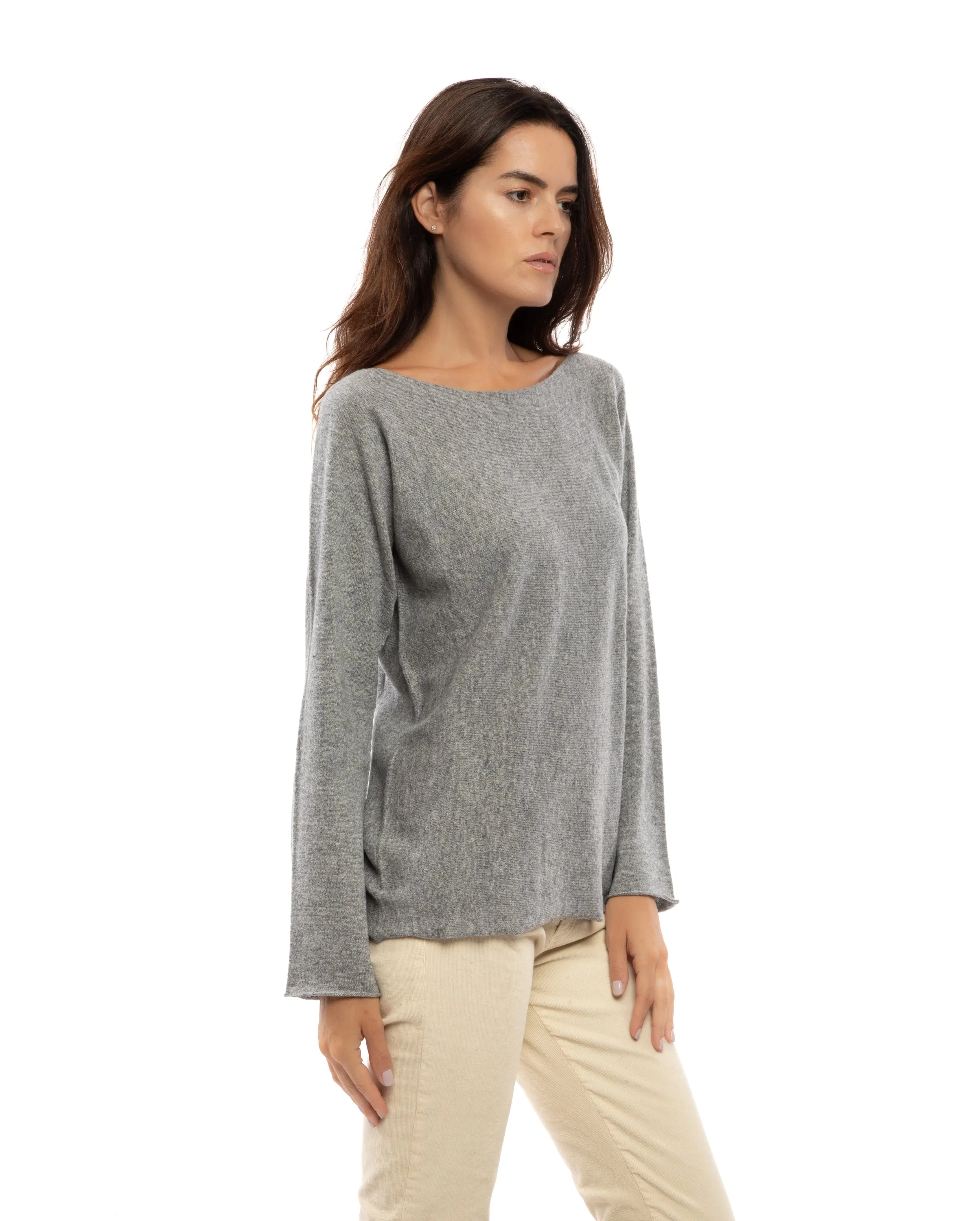 Women's Cashmere Maxi Lounge Boatneck Melange Gray