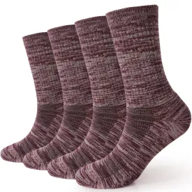 Women's Long Way Hiking Wine Crew Sock 4 Pack